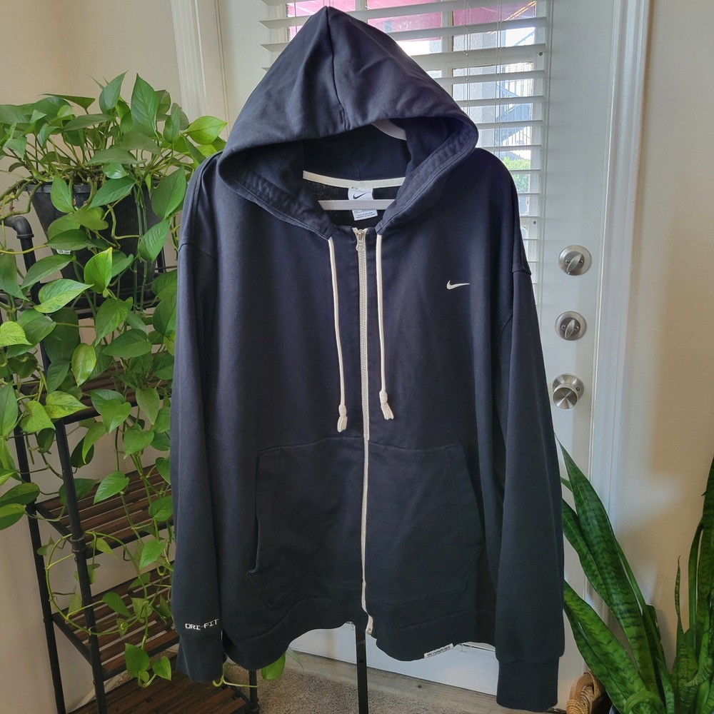 Nike Dri-FIT Mens 4XL Full Zip Hoodie Black DQ5816-010 Athletic Sweatshirt FLAWS